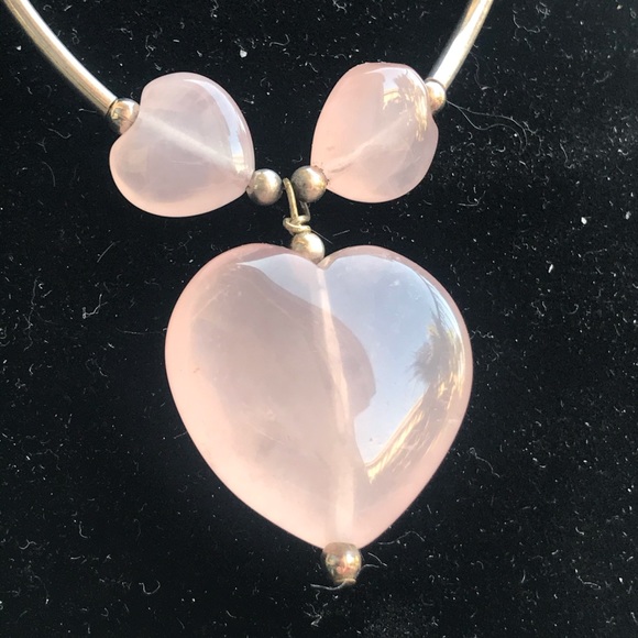 Sterling Silver & Rose Quartz Necklace Set - Picture 3 of 16